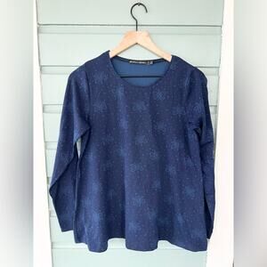 Gudrun sjoden jersey knit cotton top dotted butterfly print blue mature boho S